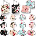 Blulu 16 Pieces Compact Mirror for Purse Small Compact Flower Mirror Gift Makeup Mirror Floral Pocket Mirror Retro Folding Portable Travel Mirror for Women(Silver Edge)