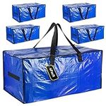 iespell 4 Pack Extra Large Strong Moving Boxes with Lid, Heavy Duty Waterproof Moving Storage Bags for House, Under Bed, Garden, Laundry Bags with Zips, Storage Bags for Duvet, Clothes, 100L, Blue