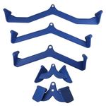 De Jure Fitness Mag Handle Set of 5, LAT Pull Down Bars Cable Machine Attachment, Rowing T-bar V-bar Set, Back Strength Training Handle Grips for Cable Machine Rowing Machine, Blue