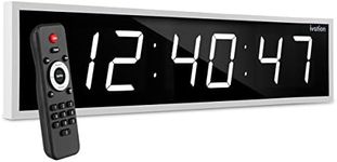 Ivation Huge 48" Inch Large Big Oversized Digital LED Clock with Stopwatch, Alarms, Countdown Timer & Temp - Shelf or Wall Mount (Red) | 6-Level Brightness, Mounting Holes & Hardware