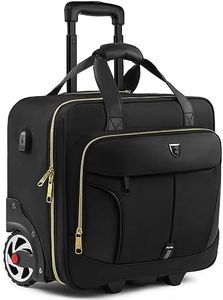 RUCYEN Rolling Laptop Bag,Rolling Briefcase for Men & Women,Laptop Briefcase on Wheels,Carry On Bag for Business Travel, Black+Gold Zipper, 17.3 inch