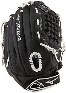 Mizuno girls 12.5" Ball Glove, Black/White Tartan Flex Web, 12.5 US