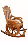 Imperial Wooden Art Brand Sheesham Handcrafted Wooden Rocking Chair | Wooden Armrest Chair With Back Support For Living Room And Dining Room (100% Pure Teak Wood)