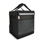 HOT DELIVERY BAGS Insulated Food Delivery Bag, 14x14x17 Inch, Thermal Pizza & Meal Carrier, Leakproof Reusable Tote for Food, Grocery & Parcel Delivery, Red (Black, Insulated Food delivery Bag)