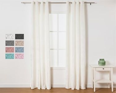 TRAMAS+ Cortinas Opacas de Terciopelo, 1 Pieza de 140x260cm, Cortinas termicas aislantes, Cortinas con Ojales, Cortinas para salón, Dormitorio y Sala de Estar - Blanco