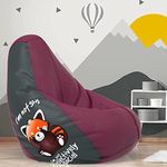 Pi Bean Bags-Bean Bag with Beans Filled XXXXL-for Adults-Printed- Max User Height : 5.5 Ft.-Weight : 80 Kgs-Filled Bean Bags (Design : I am not Shy-Maroon Grey)