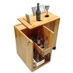 SOLVD-IN-BOX Bar Cabinet, Bar Cabinets for Home, Wooden Rotate Design Mini Bar for Living Room, Wine Glass Rack and Storage Cabinet, Flat Storage Table for Home Bar, Wine Counter Rack