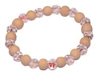 Vaastu Pradiep® White Wood and Clear Crystal Diamond Cut Quartz Sphatik Bracelet for Healing Meditation Semi Precious Gem Stone Bracelet