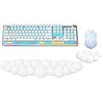 Ergonomic Keyboard Wrist Rest, PU Leather Memory Foam Cloud Wrist Rest for Computer Keyboard, Mouse Wrist Rest and Keyboard Pad for Gaming, Office, Home, Computer, Laptop, Typing Pain Relief, White