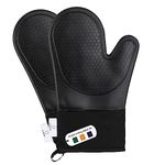 Silicone Oven Gloves Heat Resistant by Laffair - Black Oven Gloves Silicone Oven Mitts Heat Resistant - Premium Non-Slip Design Kitchen Gloves