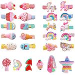 26 Pcs Hair Clip for Baby Girls, Toddler Hair Barretes Candy Unicorn Rainbow Ice Cream Lollipop Pentagram Fully Covered Cute Hair Accessories for Baby Infants Toddler Girls