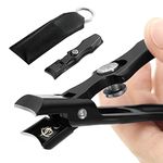 MAYCREATE® Nail Cutter For Men Stainless Steel Nail Clippers with Leather Cover Toenail Clippers Wide-Opening Sharp Jaws for Thick Nails, Professional Nail Trimmer