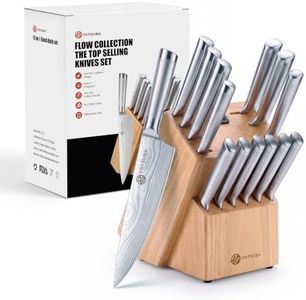 YOTSUBA 15-Piece Knife Block Set with Built-In Sharpener, One-Piece Design