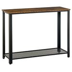 HOMCOM 2-Tier Console Table Side/End Table w/Bottom Mesh Shelf Rectangular Adjustable Feet For Living Room Entryway Hallway Brown Black