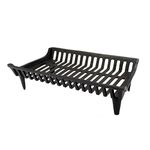 HY-C Liberty Foundry G800-27-BX Heavy-Duty Cast Iron Flat Bottom Basket Style Fireplace Grate, 27" Front W x 15" D x 7" H (4" Leg Height)