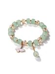 El Regalo 1 PC Butterfly Crystal Beads Tassel Bracelet With Cute Enamel Butterfly Charms for Girls/Teens/Women (Bottle Green Butterfly)