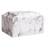 MAKEY'S White Classic Cultured Marble Cremation Urn for Human Ashes Adult Male/Female, Professional Decorative Cremation Urn for Ashes