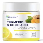 Turmeric Kojic Acid Pads: 60Pcs Kojic Acid and Turmeric Cleansing Pads, Hydrating and Moisturizing Cleansing Pads for Face, Kojic Acid and Turmeric Infused Exfoliating Pads For Men and Women All Skin Types