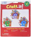 Baker Ross FX301 Gingerbread House Fairy Door Kits - Pack of 4, Christmas Decoration Craft Kit for Kids, Kids Foam Sticker Craft Kit