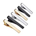 Classic Style Men's Tie Clips, Viaky Neck Ties Necktie Bar Pinch Clip with Gold Silver Black 3 Tone, Best Gifts for Your Father, Lover and Friends in Xmas, Anniversary, Wedding, Party, Meeting, Large,