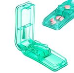 Pill Cutter, Portable Tablet Cutter with Blade for Small or Large Pills Portable 2-in-1 with Storage Compartment Pills Cut in Half Quarter for Daily Use and Travel Working (Green)