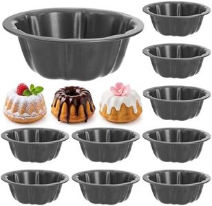 ZENFUN 10 Pcs Mini Flan Molds Pan, 4 Inches Fluted Cake Pan Nonstick, Carbon Steel Mini Flan Molds Pans, Cake Pans Reusable Tube Oven Baking Mold for Cupcake, Bread, Bavarois, Brownie