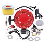 HouYeen Carburetor Carb with Recoil Pull Starter Ignition Coil Air Filter Gasket Kit for Honda GX200 GX168 GX140 GX120 5.5HP 6.5 HP Engine Carburettor Lawnmower Strimmer