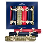 Celebration Crackers – 6 x 13-Inch Luxury Eco Christmas Crackers – Regency Red & Navy Gatsby Design, FSC Certified, Reusable Metal Gifts, Recyclable Packaging
