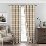 always4u Beige Plaid Curtains Grommet Woolen Look Modern Living Room Bedroom Home Decoration Check Drapes Beige 2 Panels 45 * 84 Inch