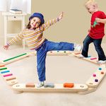 HOMCENT Wooden Balance Beam,Wooden Balance Board,Montessori Toy Build Coordination,Agility and Strength,Obstacle Course for Toddler,Best Present for Kid