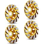 4 Pack 4 Inch Turbo Diamond Cup Grinder, 12 Segments Heavy Duty Angle Grinding Wheels for Polishing and Cleaning Masonry Concrete Granite Marble Stone (Yellow)