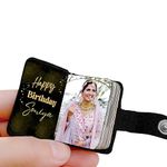 Flashing Click Customizable Black Leather Mini Photo Album Keychain - with 12 to 24 Photos - Gift Idea for Birthdays, Anniversaries, Couples, Mom, Dad or Special Moments