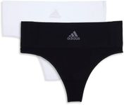 Adidas Women's Seamless Micro Stretch Thong, Black/White, L