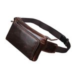 Xieben Vintage Leather Fanny Waist Bag for Men Women Travel Hiking Running Hip Slim Bum Belt Pack Purse Wallet Cell Phone Shoulder Pouch Coffee