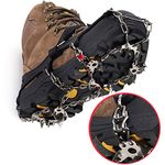 Upgraded Version of Walk Traction Ice Cleat Spikes Crampons,True Stainless Steel Spikes and Durable Silicone,Attaches Over Shoes/Boots for Everyday Safety in Winter,Outdoor,Ice&Snow.