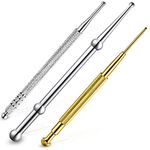 3 Pieces Facial Reflexology Massage Tool Stainless Steel Manual Acupuncture Pen Retractable Acupuncture Pen, Stainless Steel Double Headed Spring Loaded Ear and Body Point Probe Pen