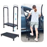 Medical Step Stool with Handle for Elderly SUV Car Foot Step Stool Portable Handicap Steps with Handrails Bariatric Rv Stairs Safety Stepping Stool for Adults Seniors (400 Lbs) (Black)