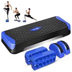 Yes4All Multifunctional Aerobic Stepper, Extra Half Round Legs, 4'' 6'' Adjustable Step Aerobics Platform for Workout, Step & Balance Exercise (Dark Blue)