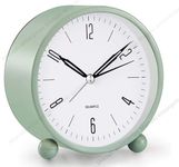 MANAKI ENTERPRISE Analog Alarm Clock, 4 inch Super Silent Non Ticking Small Clock with Night Light, Battery Operated, Simply Design, for Bedroon, Bedside, Desk, (Green)