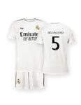 Real Madrid Home Kit Jersey and Shorts, Season 24/25, Bellingham, 14 Years, Replica Shirt with Official License