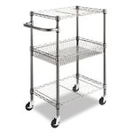 Alera Wire Rolling Cart, Steel, Black Anthracite, 28w x 16d x 39h