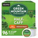 Green Mountain Coffee Half-Caff, Decaf, Medium/Dark Roast Coffee, 96 Count