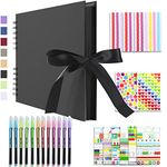 Vienrose Scrapbook Kit Photo Album 28.5x21 cm DIY 80 Pages Silk Ribbon Craft Paper Album for Guest Book Anniversary Wedding Valentines Day Black