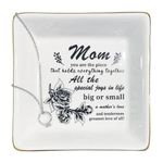 TIGERMILLION Gifts for Mom Ceramic Trinket Tray - You are the piece that holds everything together, Christmas Mother's Day Birthday Gifts for Best Mom from Daughter Son Ring Dish Plate Jewelry