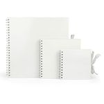 Medium White Scrapbook Photo Album 100 Pages/50 Sheets, 200gsm Square Scrap book with Ribbon Closure – Ideal for Scrapbooking, Arts, Crafts and DIY (20x20 cm)