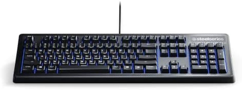 SteelSeries Apex 100 Gaming Keyboard - Tactile & Silent - Blue LED Backlit - Splash Resistant - Media Controls