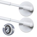 Magnetic Curtain Rods For Metal Door With Strong Magnet & Heavy Suction Cup Magtic Rod For Classroom Whiteboard (16-28", Pack 2 White)