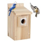 CARTMAN Wood Bird Houses with Stainless Steel Guard, Hummingbird House for Outside Clearance Garden Country Cottages