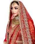 KAEVION 2.5M Red Net Sada Saubhagyawati Bhav Bridal Wedding Dupatta With Sequins Kiran lace | Bridal Women's Net Dupatta | Traditional Dulhan Entry Chunni | Designer Contrast Dupatta for Lehenga Saree
