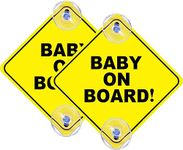 2 Pcs Baby on Board Sign for Car, Child on Board Car Sign, Equipped with 4 Suction Cups, Reusable Durable Car Baby Stickers